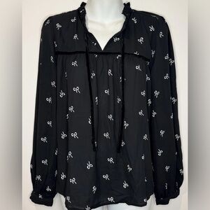 J. Crew Black Blouse with White Bows